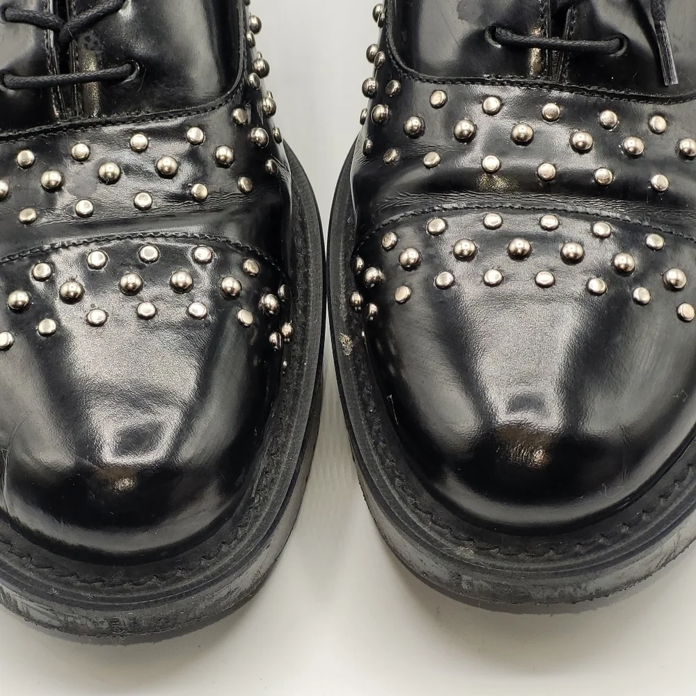 Stuart‎ Weitzman Zealous Studded Platform Loafer Jet Mirror Black. Size 9.5 M